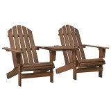 Cumpara ieftin Scaune de gradina Adirondack &amp; masa ceai, maro, lemn masiv brad