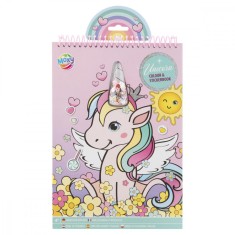 Carte de colorat cu autocolante, Grafix, Unicorn, 16 pagini