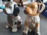 Doi caini catei din ceramica, 13 cm inaltime