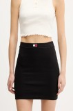 Tommy Jeans fustă culoarea negru, mini, drept, DW0DW20671