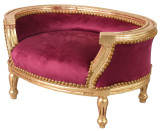 Canapea pentru caine din lemn auriu cu tapiterie rosie CAT704A74, Paturi si seturi dormitor, Baroc