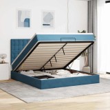 VidaXL Cadru pat otoman cu saltele Albastru &icirc;nchis 180x200cm catifea 3313635