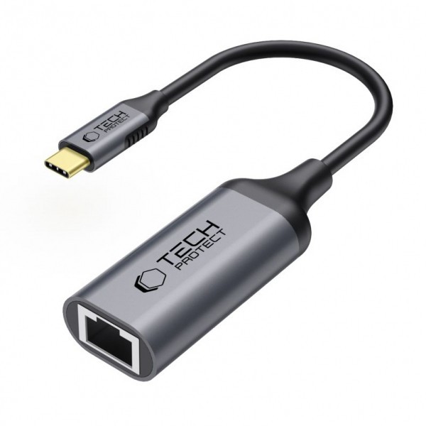 Placa Retea Tech-Protect Ultraboost, RJ45, USB-C, Negru