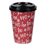 Pahar Crăciun, Model Ho Ho Ho, Plastic, Culoare Roșu și Negru, Capacitate 0,5L, Oem