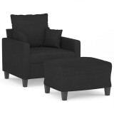 Cumpara ieftin Fotoliu canapea cu taburet, negru, 60 cm, material textil