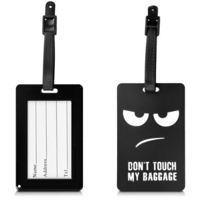 Eticheta pentru bagaje, Kwmobile, Negru/Alb, Silicon, 44781.01 foto