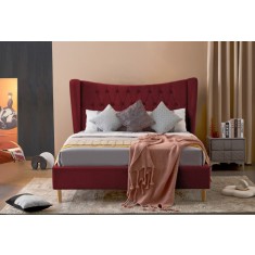 Pat Lora 180x200 cm Tapitat Catifea Burgundy Somiera Inclusa (cod ML 2302-11)