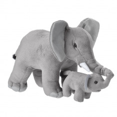 Jucarie de plus Mama si puiul de Elefant, 25 cm, Wild Republic