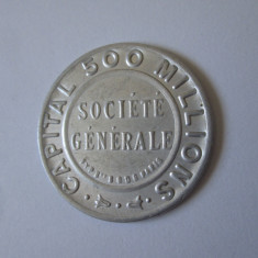 Rar!Franta jeton 10 Centimes 1920 UNC moneda timbru Banca Societe Generale Paris