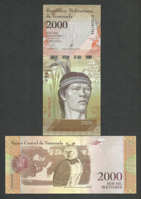 VENEZUELA 2000 2.000 BOLIVARES 18.08. 2016 UNC [1] P-96a.2 , necirculata