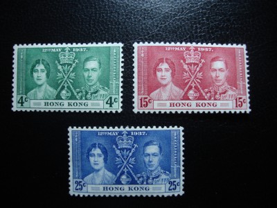 HONG KONG 1937 SERIE INCORONAREA GEORGE VI MH foto