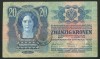 Q489 UNGARIA ROMANIA 20 KORONA 1913 prima emisiune CU TIMBRU SPECIAL STAMPILAT IN BUCOVINA VF