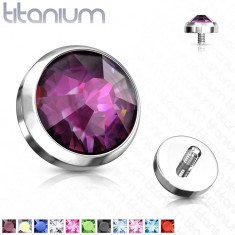 Cap de implant de rezervă din titan G23 - zirconiu rotund transparent, 4 mm - Culoare zirconiu piercing: Albastru - B