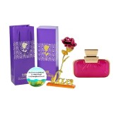 Set complet pentru Ea, parfum de femei All or Nothing Amplified, insotit de insigna Dactylion cu mesaj motivational, cadou un trandafir rosu suflat la