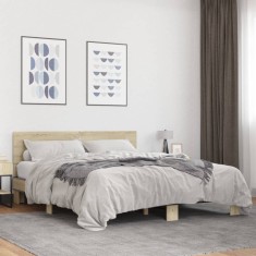 vidaXL Cadru de pat, stejar sonoma, 160x200cm, lemn prelucrat și metal 3280183