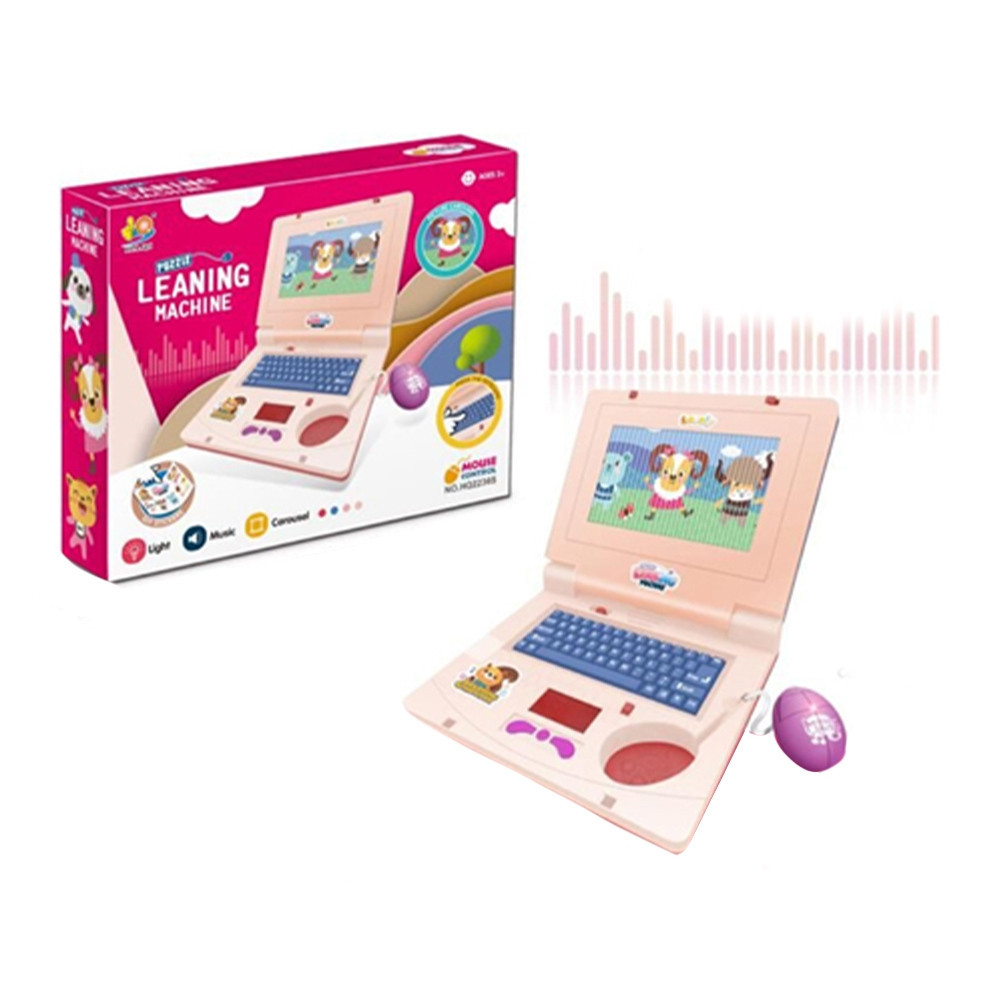 Laptop educativ cu mouse si monitor cu imagini tip carusel, sunete si  lumini, pentru copii, roz | Okazii.ro