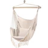Scaun hamac brazilian bej cu 2 perne pentru gradina si balcon Gardlov