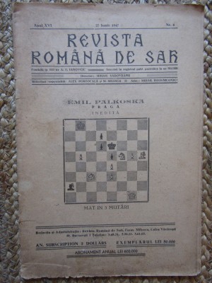 REVISTA ROMANA DE SAH ANUL XVI 27 IUNIE 1947 NR 6 foto