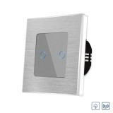Cumpara ieftin Intrerupator dublu cu variator touch din sticla si aluminiu Luxion RF433