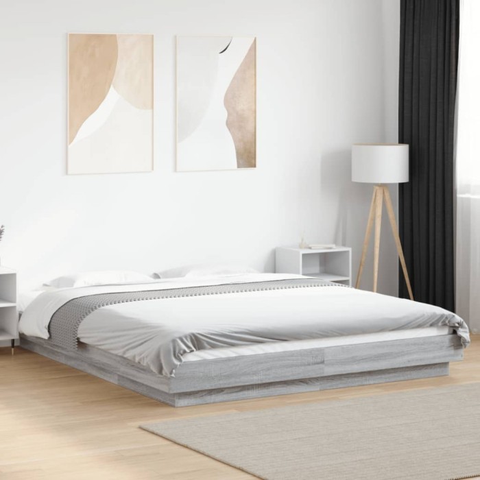 vidaXL Cadru de pat, gri sonoma, 160x200 cm, lemn prelucrat 3281180