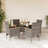 VidaXL Set mobilier grădină cu perne 5 piese gri poliratan/lemn acacia 3278720