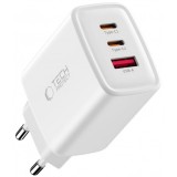 Incarcator Retea Tech-Protect NCA65W, 65W, 3A, 1 x USB-A - 2 x USB-C, Alb