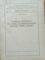 Tabele Generale De Cubaj Si Descrestere Pentru Anin Negru - Ilie Decei (1954)