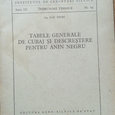Tabele Generale De Cubaj Si Descrestere Pentru Anin Negru - Ilie Decei (1954)