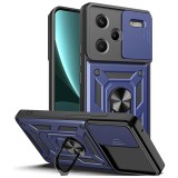 Husa pentru xiaomi redmi note 13 pro plus, slide si snap, magnetic ring, blue