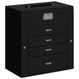 Cutie de bijuterii cu 5 straturi cu oglinda incuiata neagra