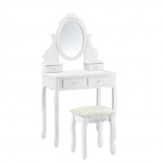 Set Delia masa de toaleta/machiaj cu oglinda si scaun, masa 75 x75 x 40 cm,... foto
