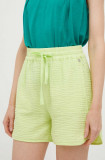 Rich &amp; Royal pantaloni scurti femei, culoarea verde, neted, high waist