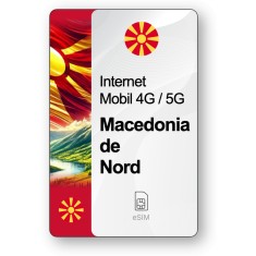 eSIM Internet Macedonia de Nord, valabil 7 zile, trafic 1 GB, Premium