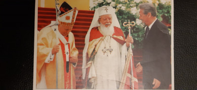 Ilustrata personalitati patriarhul Teoctist, Papa Ioan Paul II,E.Constantinescu foto