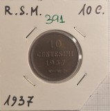 391 San Marino 10 Centesimi 1937 , KM#13, buna