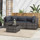 Cumpara ieftin Set mobilier de grădină cu perne, 4 piese, gri, poliratan