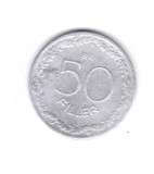 Moneda Ungaria 50 filler / filleri 1953, stare buna, curata, Europa, Aluminiu