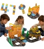 Blocuri Magnetice 3D Utilaje Constructii 92 Piese Portocaliu Set STEM Copii