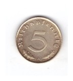 Moneda Germania 5 pfennig 1939 A, curata, stare buna