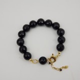 Cumpara ieftin Brățară Argint 925 placat aur, Agat Negru fatetat 12mm, Harmony, reglabilă 17-23cm, Made in Italy, Cutie Cadou