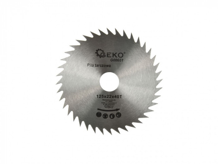 Disc circular pentru lemn 125x22x40T, Geko G00051