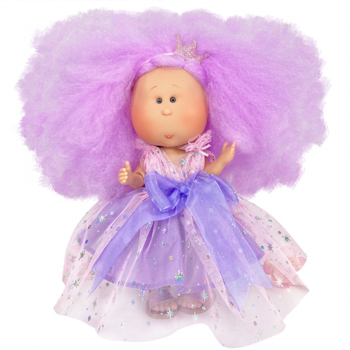 Papusa Nines D&#039;Onil Mia Candy cu parul mov, articulatii si miros de vanilie 30 cm