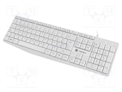 Tastatură albă USB A slim NATEC ES layout cu cablu 1,8m foto