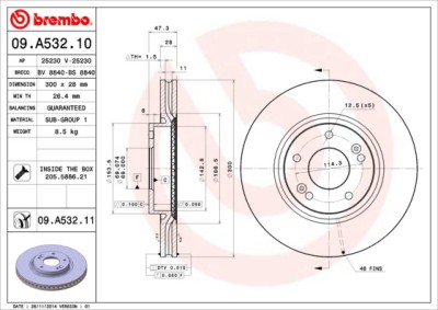 BREMBO 09.A532.11 PRIME LINE - UV Coated Disc frana foto