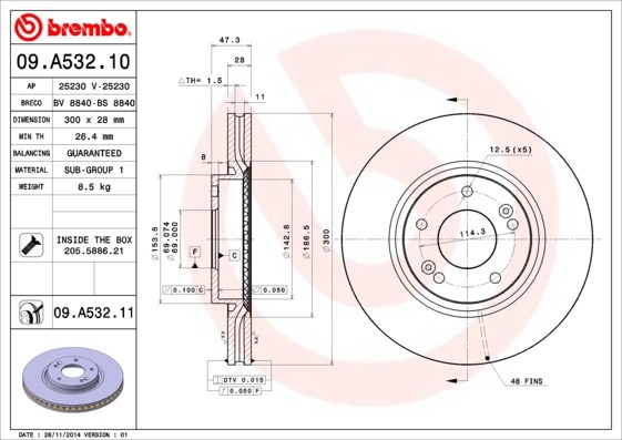 BREMBO 09.A532.11 PRIME LINE - UV Coated Disc frana