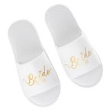 Papuci de casă albi, decupați, cu imprimeu auriu Bride to Be, CMCLASS