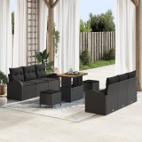 Set canapea grădină vidaXL 9 piese cu perne, ratan negru, Canapea grădină vidaXL 2 locuri cu perne, ratan negru, Set dining grădină vidaXL 3 piese cu