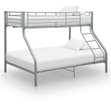 Cumpara ieftin Cadru de pat supraetajat, gri, 140 x 200/90 x 200 cm, metal