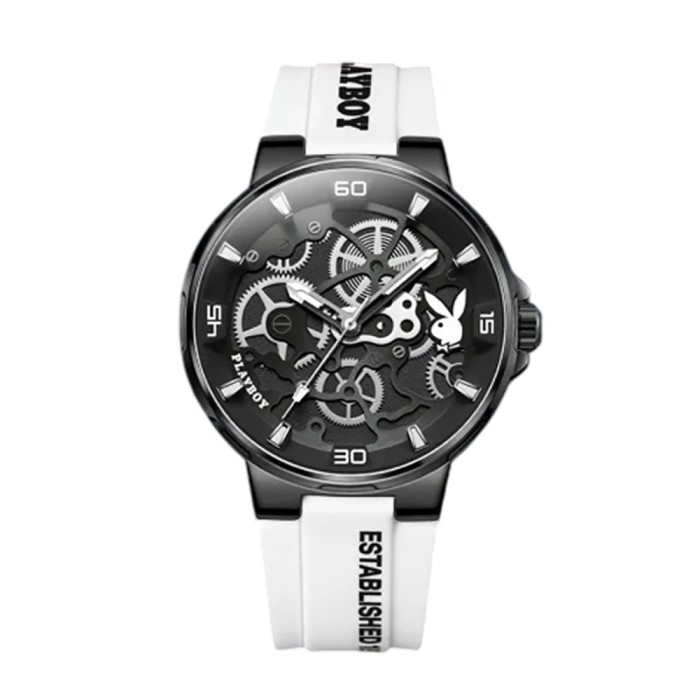Ceas Barbati Playboy 3052 Alb-Negru , Design Luxury, Functii Multiple, Afisaj Luminos, Rezistent la Apa 3ATM