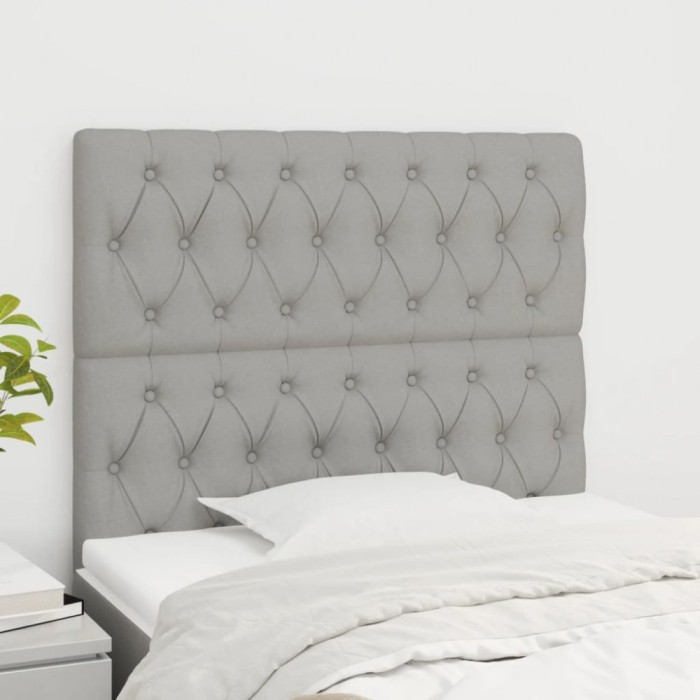 vidaXL Tăblii de pat, 2 buc, gri deschis, 90x7x78/88 cm, textil 3116650